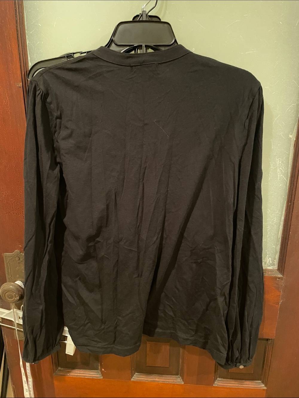Ralph Lauren Black Ruffle-Front Long Sleeve Top - Picture 3 of 3